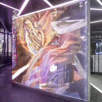 Écran d'affichage LED flexible transparent, mur vidéo LED transparent pour la publicité sur vitrine