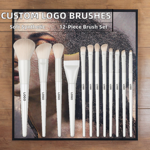 12Pcs Contour Foundation Makeup Brush Set Custom Logo Wood Handle Synthetic Face Brush - Product Image 2