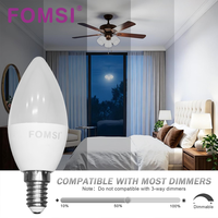 Ampoule LED à intensité variable FOMSI 6W, type bougie C37, culot E14/E27, AC 220V, sans scintillement, pour l'éclairage intérieur de la maison