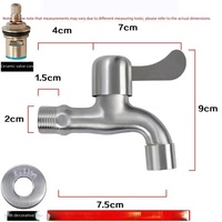Robinet d'extérieur en acier inoxydable 304 de 1/2 pouce avec noyau en laiton, bec pointu et buse en maille pour machine à laver et bassin de lavage, eau froide uniquement