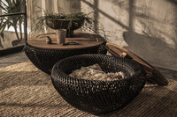 Table basse en rotin faite à la main de Style moderne nordique frêne Texture tissée de bureau en bois massif pour petit appartement salon de thé