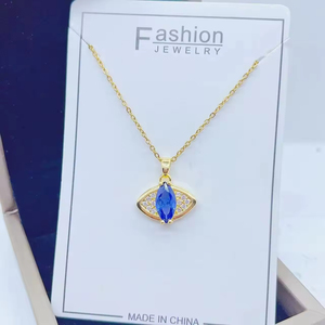 Exquisite Light Luxury Eye Rhinestone Necklace Fashion Pink Zircon <b>Titanium</b> Steel <b>Chain</b> Necklace Women Girls - Product Image 4