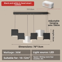 Lámpara Colgante LED Moderna de Aluminio con Forma de Cubo, Lámpara Lineal Negra y Blanca con 2 Años de Garantía para Sala de Estar