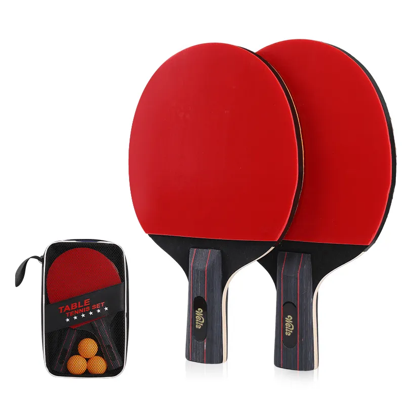 Bán buôn khuyến mại Chất lượng cao pingpong Dơi Set với 3 quả bóng tùy chỉnh xách tay thẳng Grip bảng TENNIS RACKET để bán