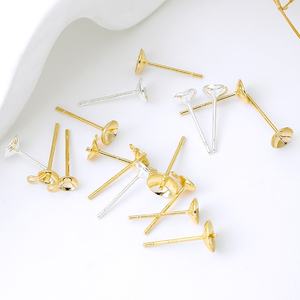 Hoge Kwaliteit Groothandel 4Mm Hoofd Hardware Oorbellen Gevonden Onderdelen Parel Cup Klauwen Oorbel Post Voor Sieraden Productie - Product Image 2