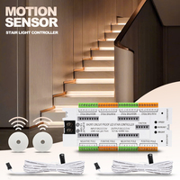 Contrôleur d'éclairage d'escalier LED intelligent haute luminosité 4 canaux capteur de mouvement PIR pour gradateurs COB d'escalier intérieur à 32 marches