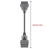 Câble d'extension OBD2 16 broches mâle-femelle, passage intégral des broches, 0,3 m, câble de diagnostic automobile OBDII pour outil de diagnostic de voiture 12V 24V