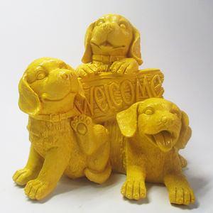 Klasik sevimli köpek hoş geldin yazısı 3D heykeli heykel özel reçine hayvan bahçe heykelciği ve açık havada sundurma dekor için figürler - Product Image 3