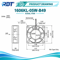 Ventilateur axial 24V DC 1606KL-05W-B49 40x40x15mm 0.07A 6500RPM 7.4CFM pour équipement de machine CNC, unité de remplacement de ventilation