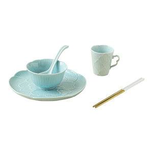 Juego de platos de cerámica con diseño de flor de peonía para uso diario en el hogar, tazón pequeño con plato y taza - Product Image 5