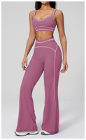 Ensemble de yoga sportif tendance à manches longues avec logos personnalisés, soutien-gorge intégré, séchage rapide, pantalon de sport ajusté, réversible, grandes tailles