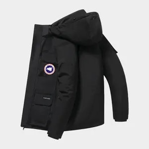 Wholesale Outdoor Warm Loose 100% Polyester Couple Raccoon Fur Jacket Hooded Customizable Armband Goose Jacket