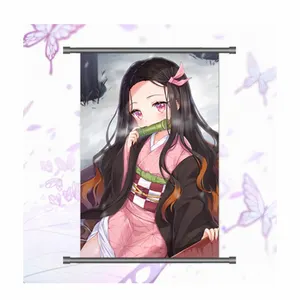 Custom Wall Scroll Wooden Scroll Hanging Indoor Outdoor Orna Anime Banner,Anime Hanging Poster Aluminum Rod