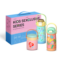 Set de Regalo para Niños, Botellas de Agua Aisladas, Vaso Infantil y Recipiente para Alimentos, Color Fresco, Estilo de Diseñador, Botella de Agua Infantil para Viajes