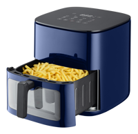 Friteuse à air numérique intelligente avec écran LED, 3 options de taille (3L/5L/7L), fenêtre transparente et système de chauffage par le haut et par le bas, écran LCD