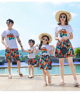 Vestito estivo genitore bambino bianco gonna spiaggia a maniche corte madre figlia vestito familiare - Product Image 4