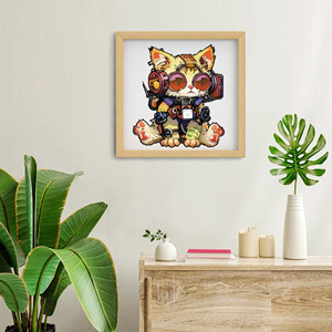 Joli <span class=keywords><strong>puzzle</strong></span> en <span class=keywords><strong>bois</strong></span> durable en forme de <span class=keywords><strong>chat</strong></span> avec lunettes et tirelire intégrée pour enfants et adultes - Product Image 5