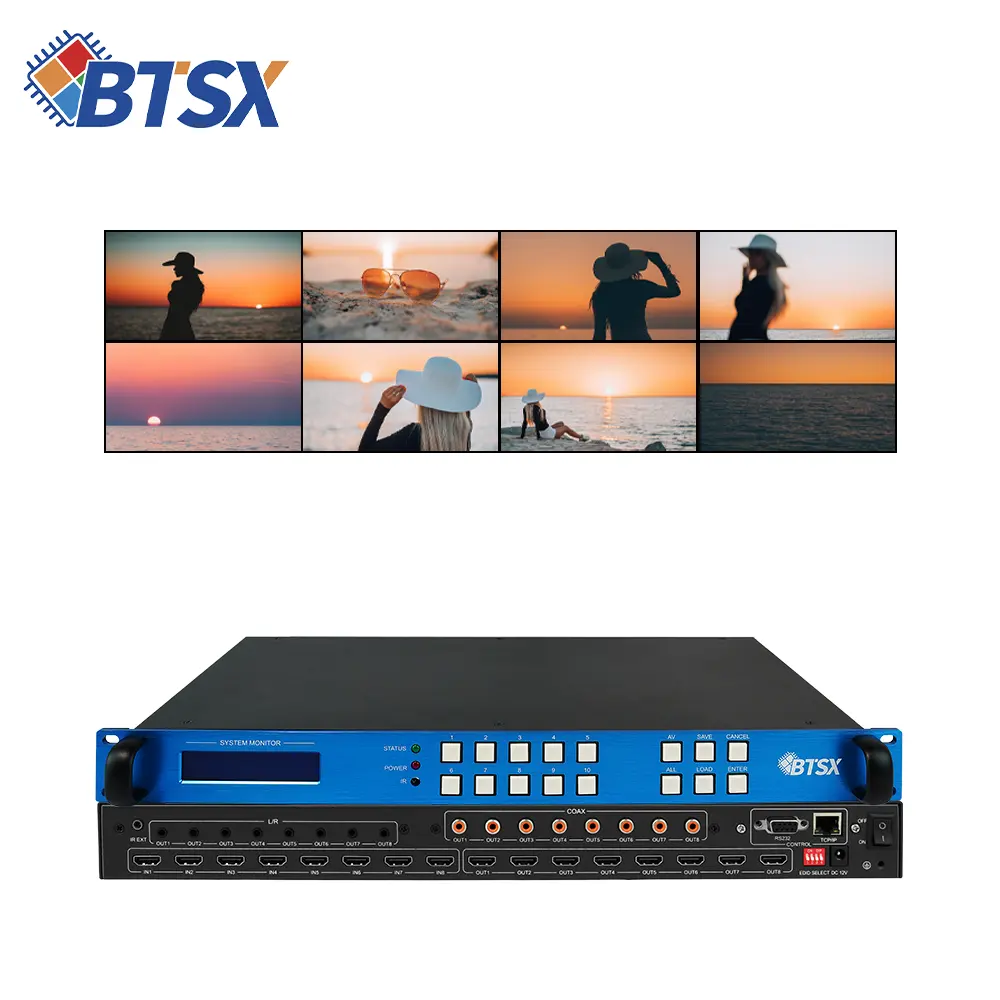 8 ingressi 8 uscite multifunzione 2x4 4x2 hdmi switch splitter hdmi audio matrix display