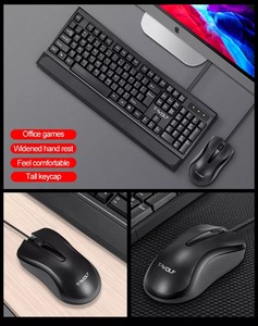 เม้าส์คีย์บอร์ดขนาดเต็มพร้อมไฟ LED TF330แบบมีสายเหมาะสำหรับใช้ในสำนักงานไร้เสียง - Product Image 3