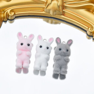 Pendentifs Lapin 3D Floqués Rose Gris Blanc en Alliage de Zinc, Porte-clés Dessin Animé, Accessoires de Sac, Cadeau Unisexe Jinhua GJ183 - Product Image 3