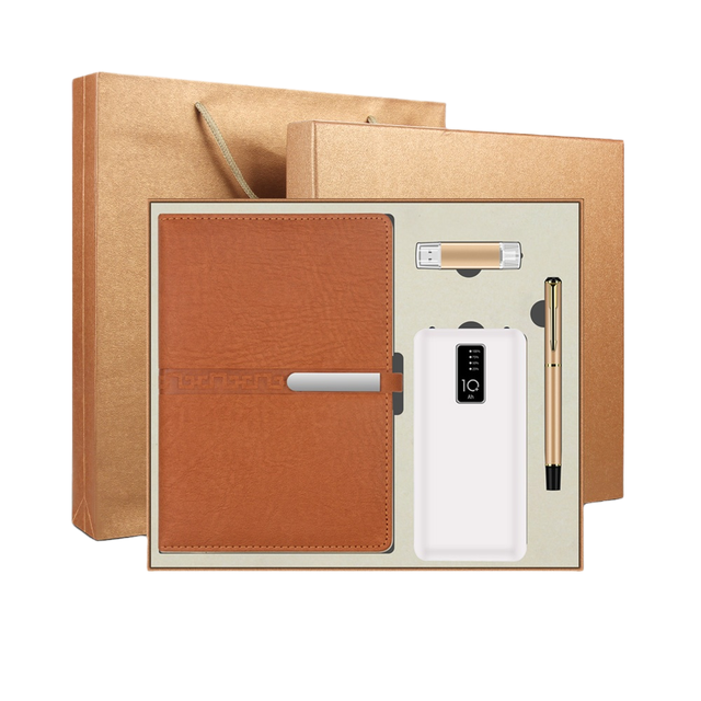 Luxury 304 Metal Handmade Notebook Set 10000mAh Power Bank Dual USB/Type-C Ports Customizable Colors Gift Box Business Gift