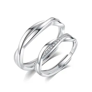 S925 Silver Rings Zhefan S925 Pure Silver Couple Ring Interweaved Love Engagement Ring