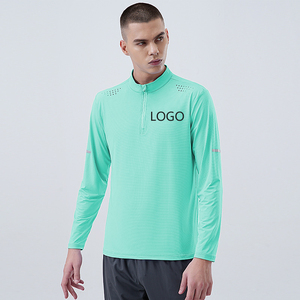 เสื้อยืดฟิตเนสแขนยาวเข้ารูปสำหรับผู้ชาย, เสื้อ1/4ฟิตเนสแขนยาวแห้งเร็วดีไซน์สีพื้น Sportswear-D-CXM24705กอล์ฟทรงว่างเปล่า - Product Image 1