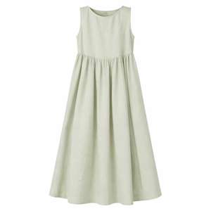 高品质定制纯亚麻无袖女式连衣裙供应商，夏季透气、舒适、休闲连衣裙 - Product Image 1