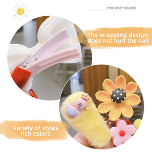 Set di 9 fermagli per capelli coreani a tema cartone animato, con fiocco a forma di coniglio, per bambine, decorazioni per capelli, in materiale KNIT. - Product Image 6