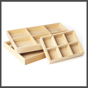 Plateau à bijoux en bois de pin avec compartiments, boîte de rangement de bureau pour bracelets, boucles d'oreilles, colliers, ornements - Product Image 3