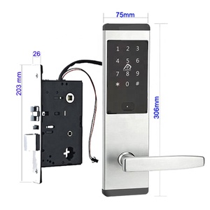 Akıllı otel kilidi paslanmaz çelik saplar emniyet düğmesi sürgü Ttlock App kart dijital akıllı otel kapı kilitleri - Product Image 2