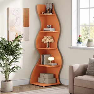 Étagère d'angle SENYU, bibliothèque d'angle murale moderne à 5 niveaux, élégante petite bibliothèque d'angle, étagère de rangement - Product Image 4