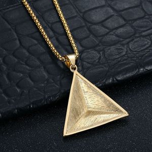 Egyptian Pyramid Pendant <b>Necklace</b> Stainless Steel Gold Plated Unisex Hip Hop Jewelry Fashion <b>Statement</b> Piece - Product Image 4
