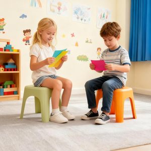 Colorful Modern Plastic <b>Stool</b> Stackable Portable Square Sturdy Anti Slip Chair <b>Seat</b> for Home Office School Hotel Daily Use - Product Image 2