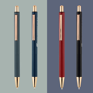 Penna in Gel di metallo pressato stile nordico 0.5mm Logo regalo di lusso di lusso inciso blu rosa verde bianco rosso cancelleria per ufficio - Product Image 5