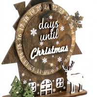 Adventskalender aus Sperrholz mit Drehrad, Vintage Weihnachtsdekoration, Tisch-Ornament für die Weihnachtszeit, Großpackung