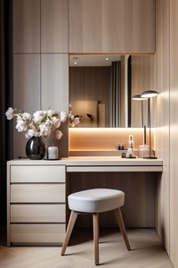 <span class=keywords><strong>Table</strong></span> de maquillage et de coiffure moderne de luxe en bois noir avec miroir éclairé pour chambre et hôtel (vente en gros) - Product Image 6