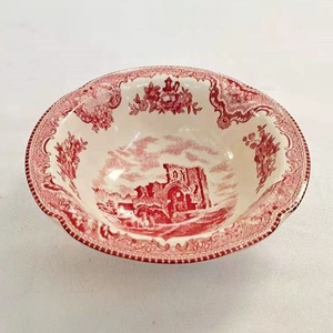 Christmas Plate Export Western Red Castle Series Porcelain Large <b>Small</b> Plate Bowl Dish Dessert Dish Cake Dish - Product Image 3