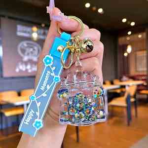 Kawaii Acrylic Castle Shape Key Chain Keyring Bag Car Pendant Quicksand Liquid <b>Floating</b> Keychain - Product Image 6