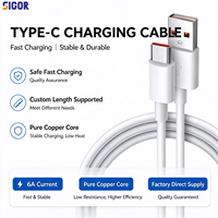 Kabel Pengisian Daya Super Cepat USB 6A Tipe A ke Tipe C, Inti Tembaga Berlapis Timah, Kabel Transfer Data, Panjang Sesuai Pesanan