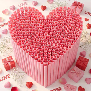 Disposable Plastic <strong>Straws</strong> Heart Shape <strong>Straw</strong> Pink <strong>for</strong> Party <strong>Drinks</strong> Plastic <strong>Straws</strong> <strong>for</strong> Occasions - Product Image 2