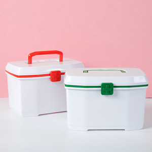 Botiquín de Primeros Auxilios de Dos Capas para el Hogar, Caja de Almacenamiento de Medicamentos de Plástico PP con Técnica de Inyección, Gabinete Rectangular para Uso Doméstico - Product Image 2