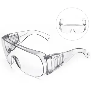 Large clear lenses polycarbonate scratch impact resistant eye protection goggles protective eyewear safety glasses