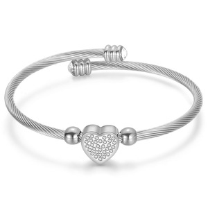 Bracelet en acier inoxydable en forme de cœur serti de diamants pour femmes, à porter au quotidien, 11 mm - Product Image 2