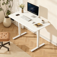 Bureau de bureau moderne ergonomique à hauteur réglable avec cadre en fer et plateau en bois, transition pratique assis-debout pour le bureau à domicile