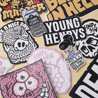 Etiqueta Autoadhesiva Impermeable con Logotipo de Diseño Personalizado, Adhesivo de Vinilo con Dibujos Animados, Impresión Personalizada, Adhesivos Troquelados