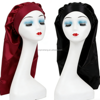 Bonnet de Nuit Extra Large en Soie Satinée Colorée Légère pour Yoga et Spa, avec Bande Réglable et Chouchous, Idéal pour Cheveux Bouclés et Usage Professionnel