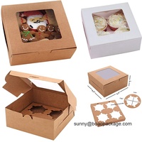 Boîte à cupcakes écologique et biodégradable pour boulangerie, pâtisserie, beignets, emballages personnalisés pour bonbons et gâteaux avec fenêtres