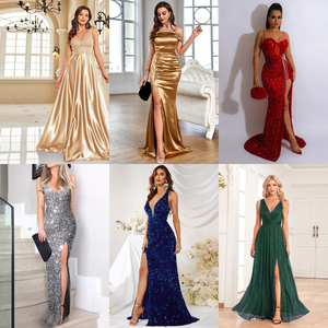 Nouvelle <span class=keywords><strong>Robe</strong></span> de Soirée 2026 en Satin Couleur Unie, Coupe Slim, Taille Haute, Col en V, Qualité Supérieure, Prix de Gros Bas - Product Image 4