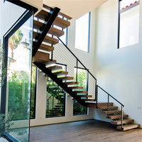 Excellent design Escalier circulaire en bois Escalier latéral en verre Qualité parfaite Escalier central en bois droit